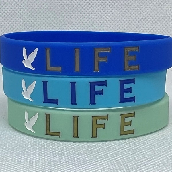 Inspiration Rubber Bracelet Wristbands Christian Religious Prayer Cancer Support Pro-life Proverbs 118:17 LIFE Bracelets