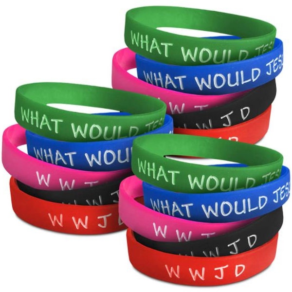 Inspiration Rubber Bracelet Wristbands Christian Religious Prayer WWJD? WWJD Bracelets -  All 5 Colors for 9.95