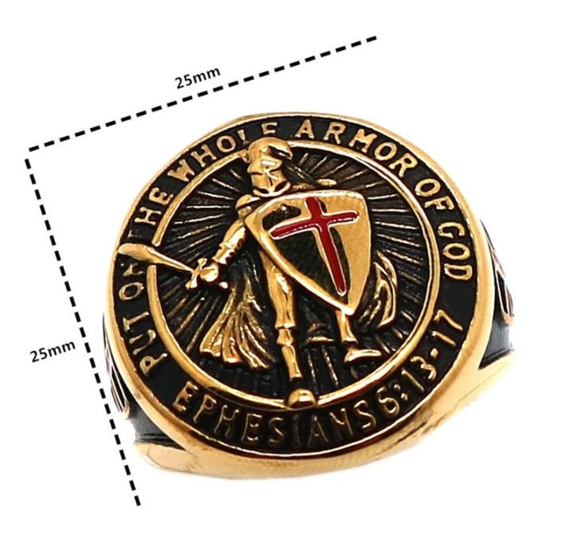 Armor of God Ring Stainless Steel Paul Ephesians 6 Cross Etsy