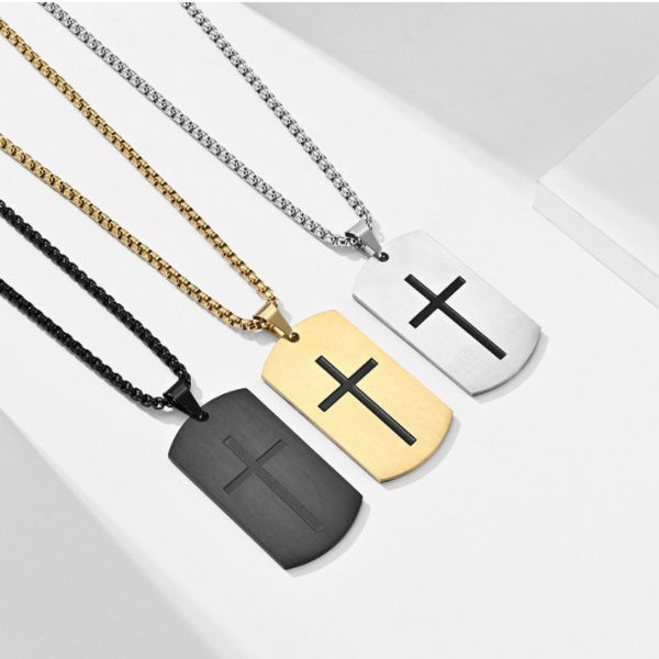 Armor of God Military Black Silver Gold Commemorative Challenge Cross Army Pendant Dog Tag (Includes 24" chain) - Joshua 1:9