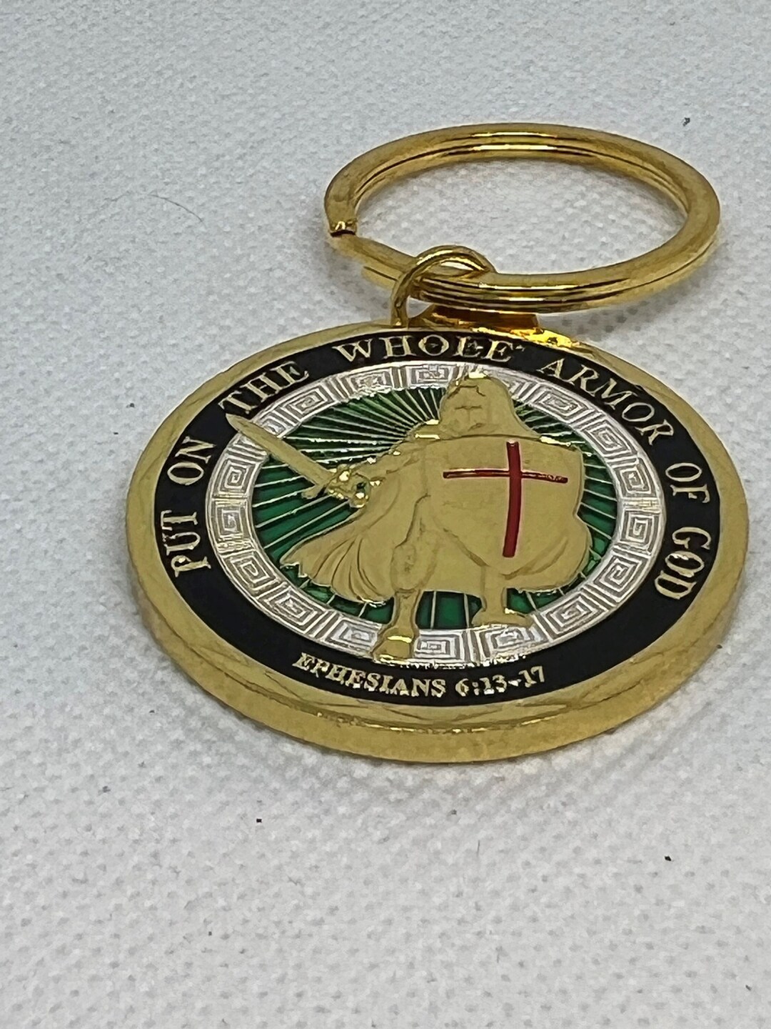 Armor of God Keychain Twoside Color Bible Scripture Keychain Ephesians