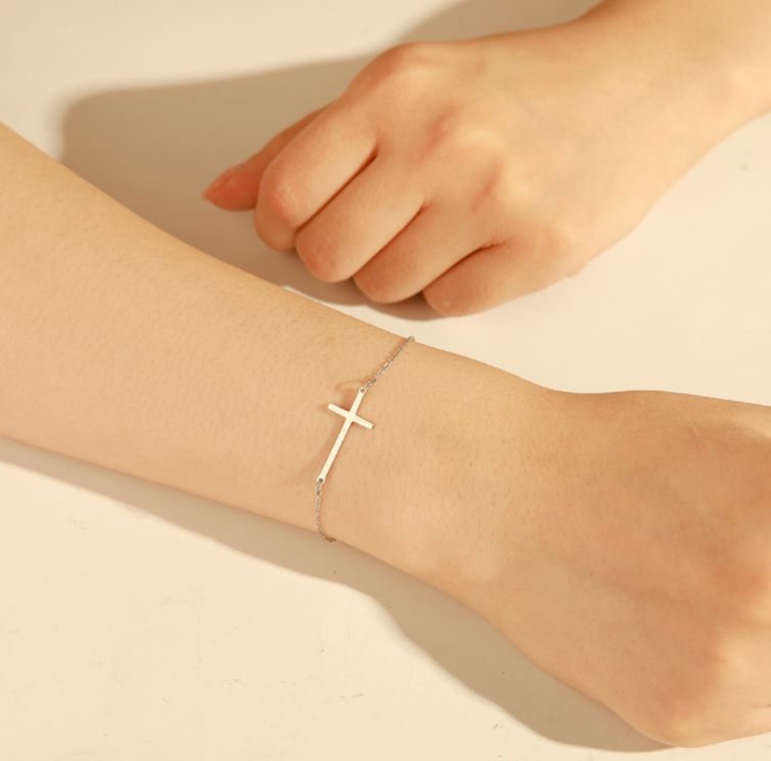 Damen Kreuz Charm Armband Edelstahl Schmuck Gold oder Silber Etsy