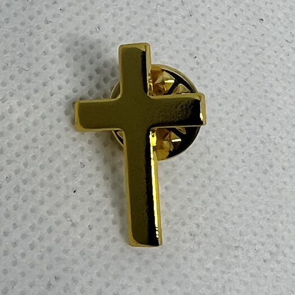 Religious Christian Bible Scripture Cross Jewelry Enamel Cross Lapel Pin - Gold