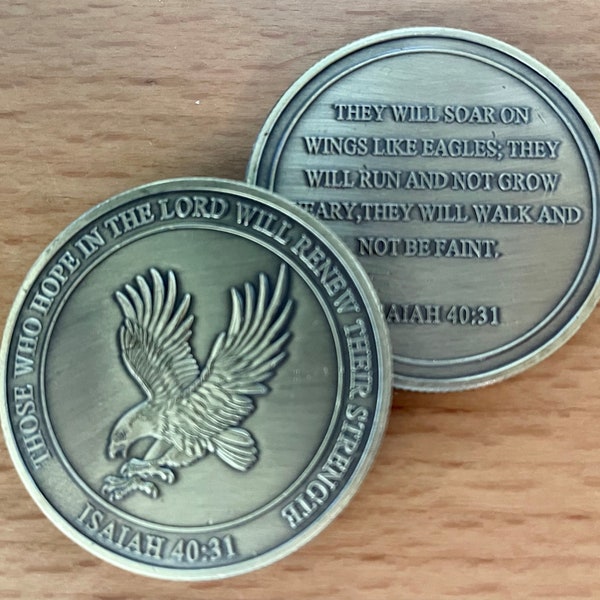 Armor of God High Relief Eagle Hope in the Lord Strength Collector Commemorative Challenge Coin Isaiah 40:31