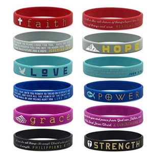 Inspiration Rubber Bracelet Wristbands Christian Religious Prayer Bracelets - 6 Character Styles