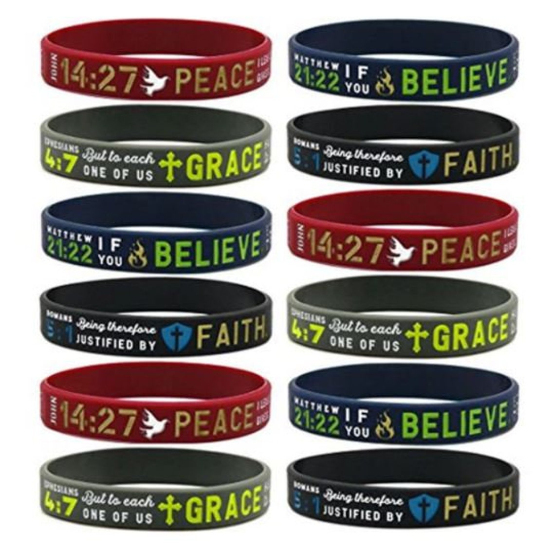 Inspiration Rubber Bracelet Wristbands Christian Religious Etsy