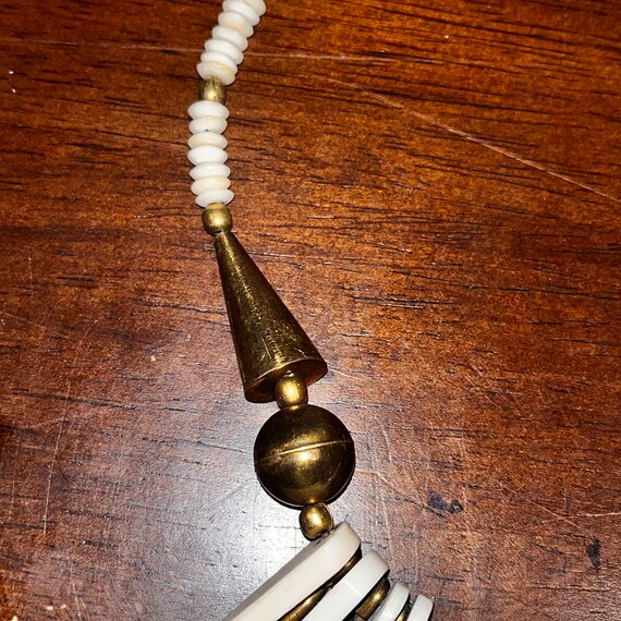 Vintage African Brass and Bone Beaded Brass and B… - image 7