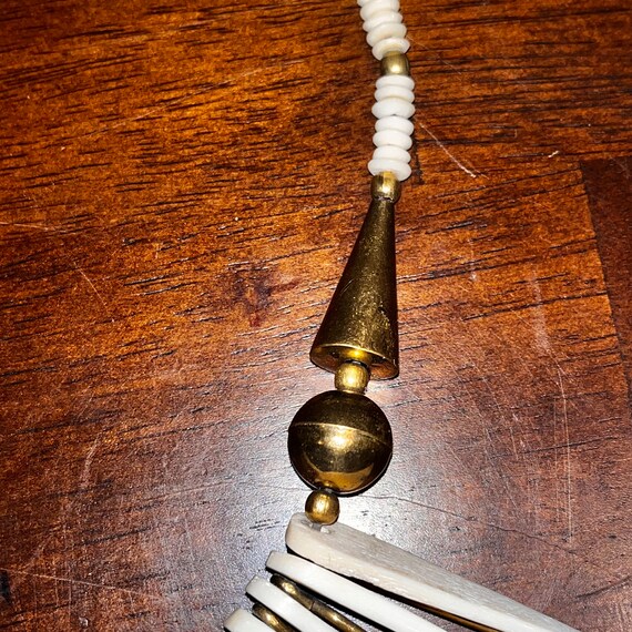Vintage African Brass and Bone Beaded Brass and B… - image 8