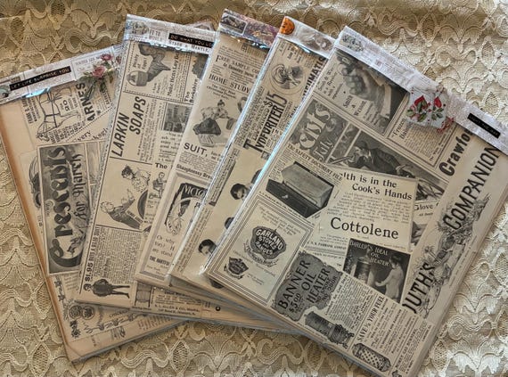 Authentic Magazine Page Ads Ephemera From the Late 1800s. Over 150 ads per packet!
