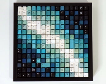 Original Art-Computer Keys art work/Wall Décor/Gift for Computer Lovers/Office Décor/Affordable/Pixels-Teal