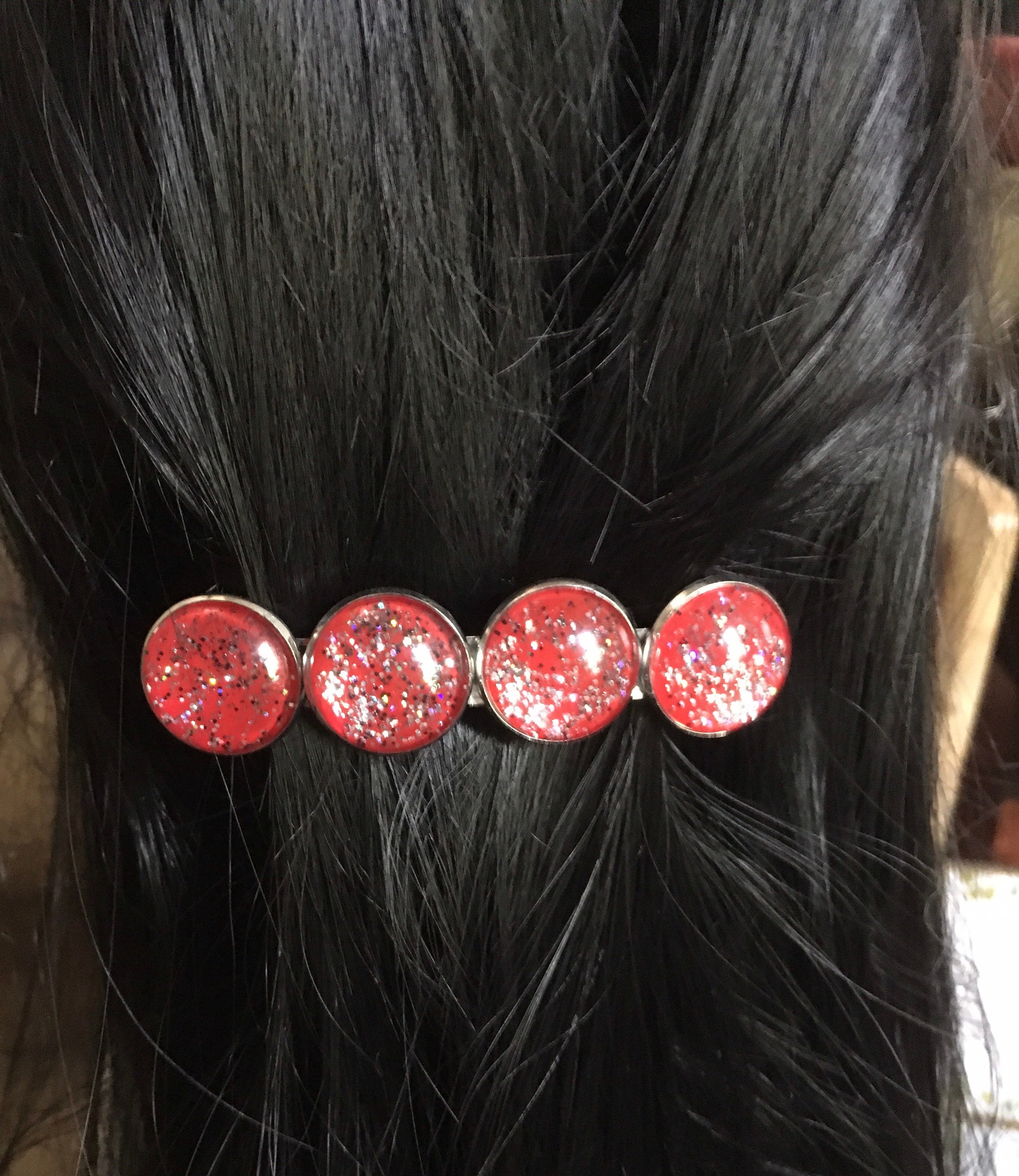 Red Barrette, Sparkle Barrette, Barrettes for Women, Barrettes for