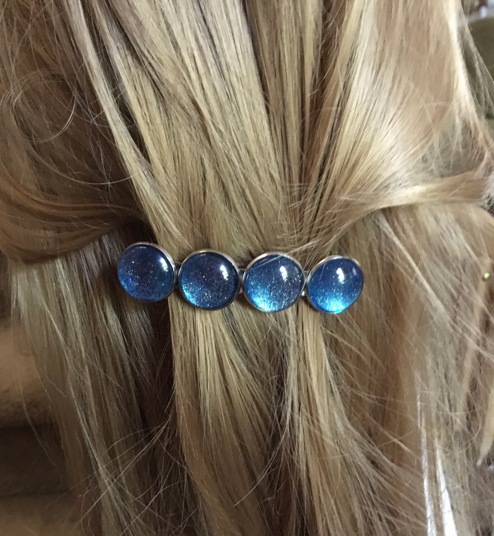 Blue barrette, sparkle barrette, silver barrette, barrettes for women