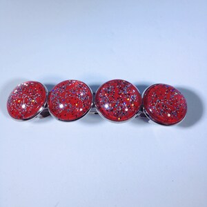 Red barrette, sparkle barrette, barrettes for women, barrettes for thick hair, large barrette, silver barrette, barrette clip