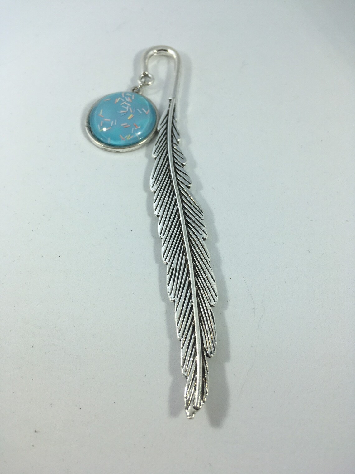 Metal Feather Bookmark Hook Bookmark Blue Cabochon Accent Etsy UK