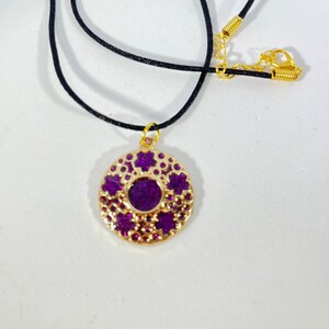 Purple resin pendant necklace