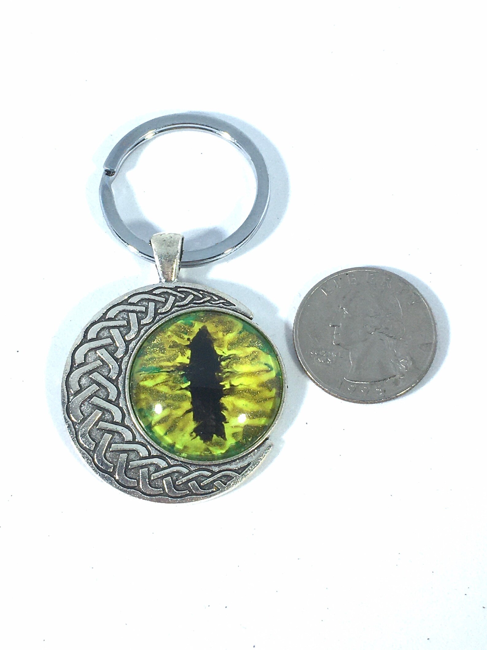 Handpainted Dragon Eye Keychain, Fantasy Keyring, Green Yellow - Etsy