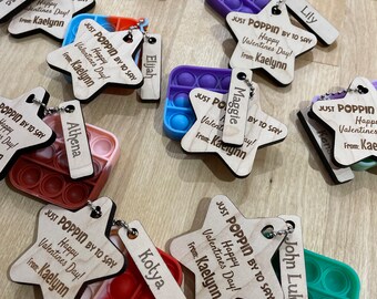 Personalized Valentine's Day Gift for Kids - Laser Engraved Wood Tags on Pop-Its!