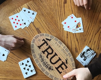 Custom oval cribbage board - Metal pegs included!