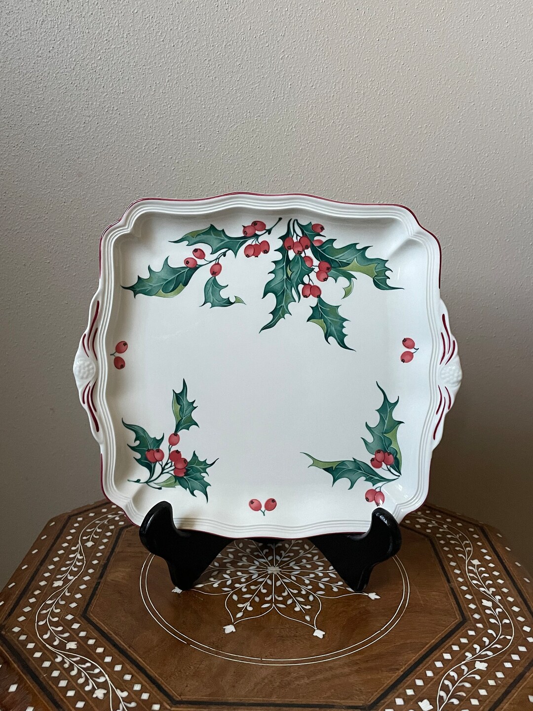 Vintage Villeroy & Boch holly Square Handled Cake Plate Etsy