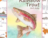 Rainbow Trout Unit Study: Watercolor Anatomy, Life Cycle, 3D Model (Digital Download)