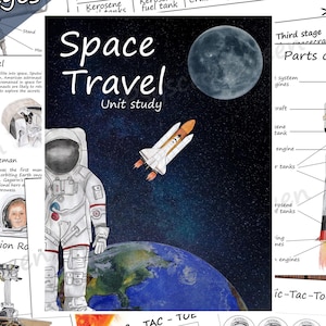 Space Travel Unit Study for kids: Watercolor Posters & Diagrams (PDF Download)