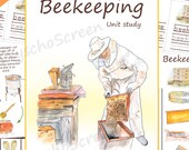 Beekeeping Unit Study: Watercolor Posters, Cards, Montessori Learning (Digital Download)
