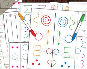 Brain gym Colored Line Practice Printable for Kids (PDF Download)