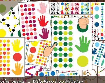Brain gym and Forefinger training Printable for Kids: Colored Dual Hand Coordination Worksheets with vertical pages (PDF Download)