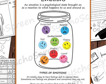 EMOTION Wheel and Unit Study for kids: Flashcards, Posters, Psychology Science (PDF Download)