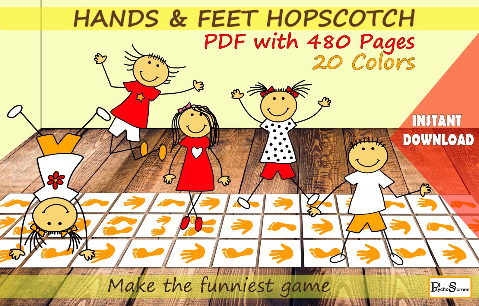 Hopscotch Game With HANDS and FEET Printable Sensory Path for Preschool