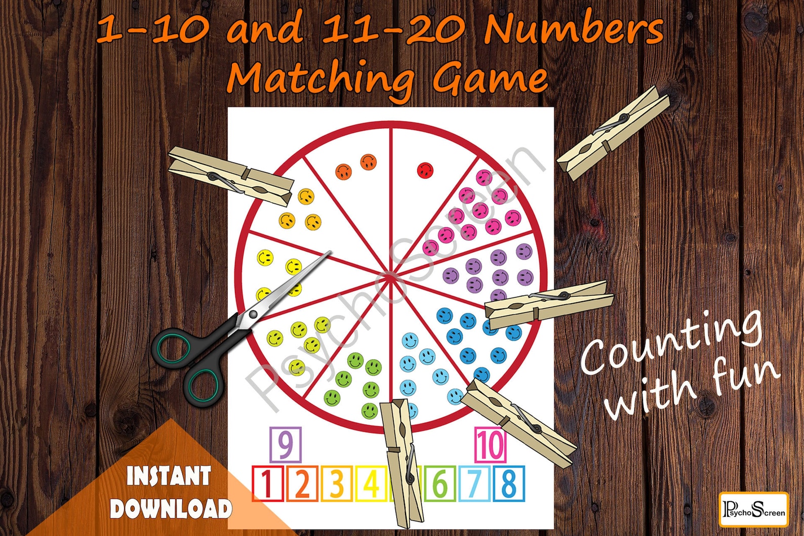 NUMBER MATCHING WHEEL 110 and 1120 Numbers Sorting and Etsy