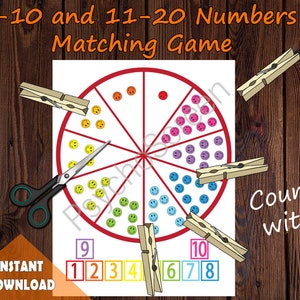 NUMBER MATCHING WHEEL, 1-10 and 11-20 Numbers, Sorting and Learning ...