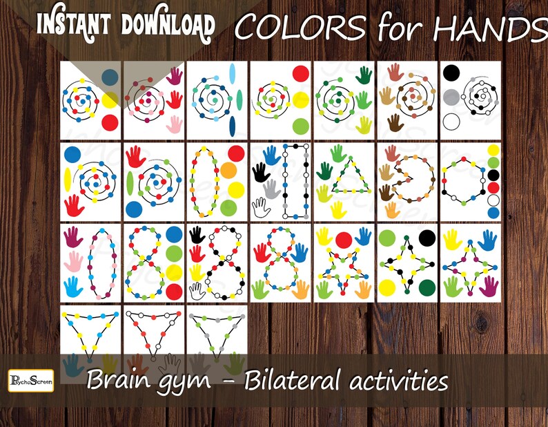 Brain Gym and Forefinger Training Printable for Kids: Colored Dual Hand ...