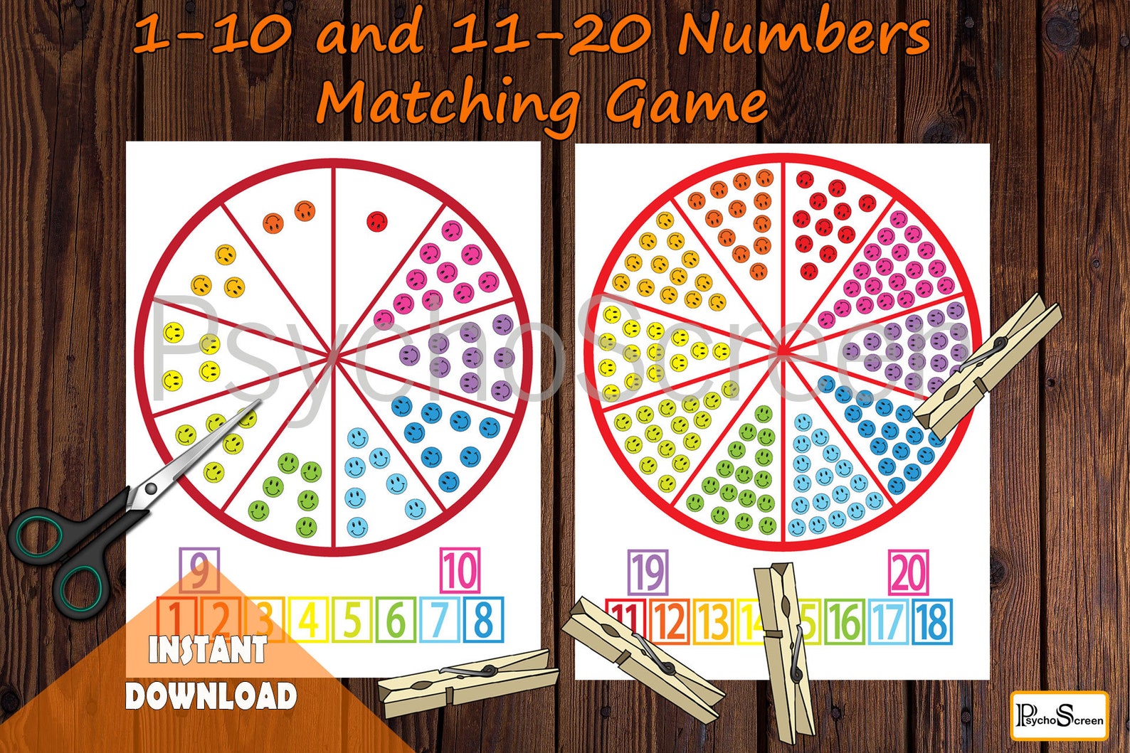 NUMBER MATCHING WHEEL 1-10 and 11-20 Numbers Sorting and | Etsy