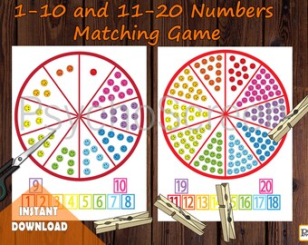 number matching wheel 1 10 and 11 20 numbers sorting and etsy australia