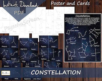 CONSTELLATIONS Flashcards PDF with the posters, cards, and worksheets