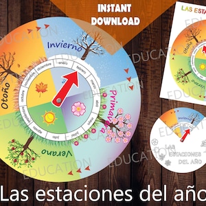 Las estaciones del año - Primavera, Verano, Invierno, Otoño - Calendario - Meses - Seizoenswiel op Spaans - Montessorimaterialen