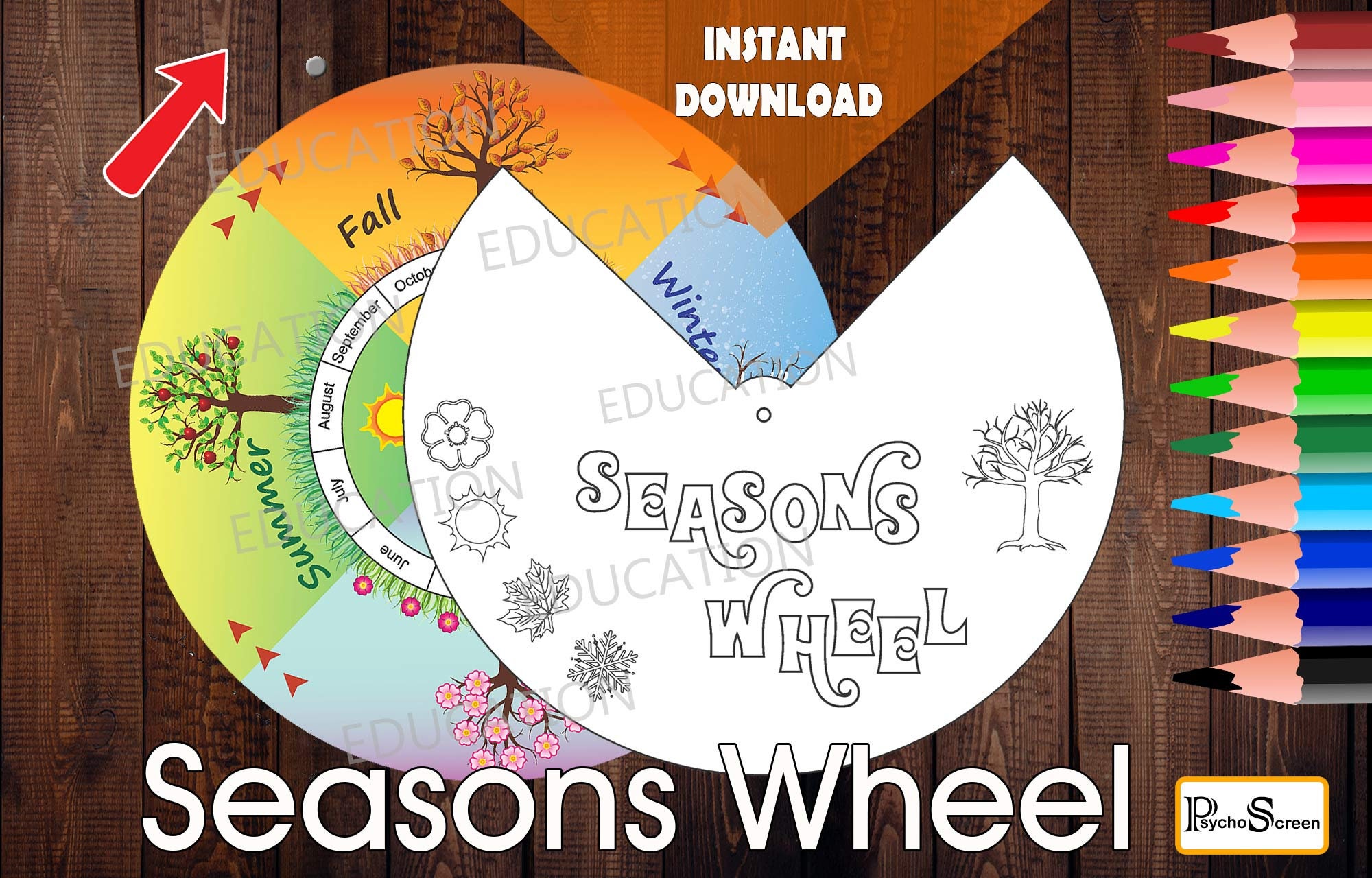 seasons-wheel-calendar-season-circle-game-season-spinner-etsy