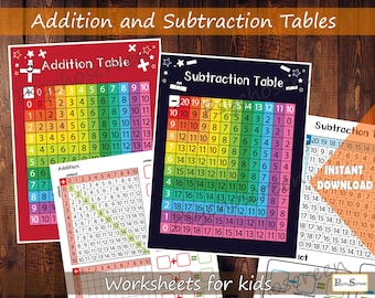 Addition Subtraction Tables Worksheets: Math Practice for Kids (PDF Download)