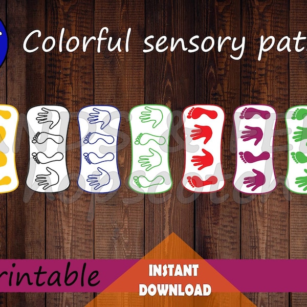 HANDS & FEET Sensory path - printable • Colorful hopscotch set for floor in children room, hallway, kindergarten, school • The body shop