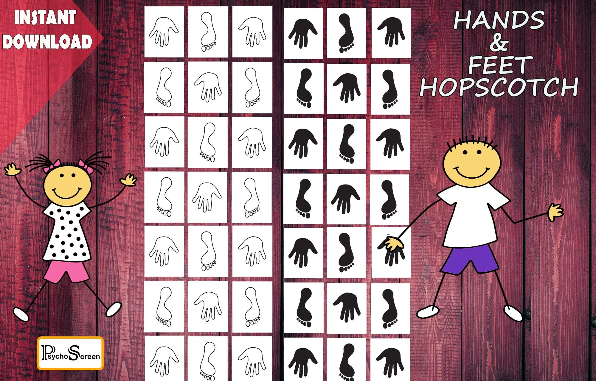 Hopscotch Game With HANDS and FEET Printable Sensory Path - Etsy