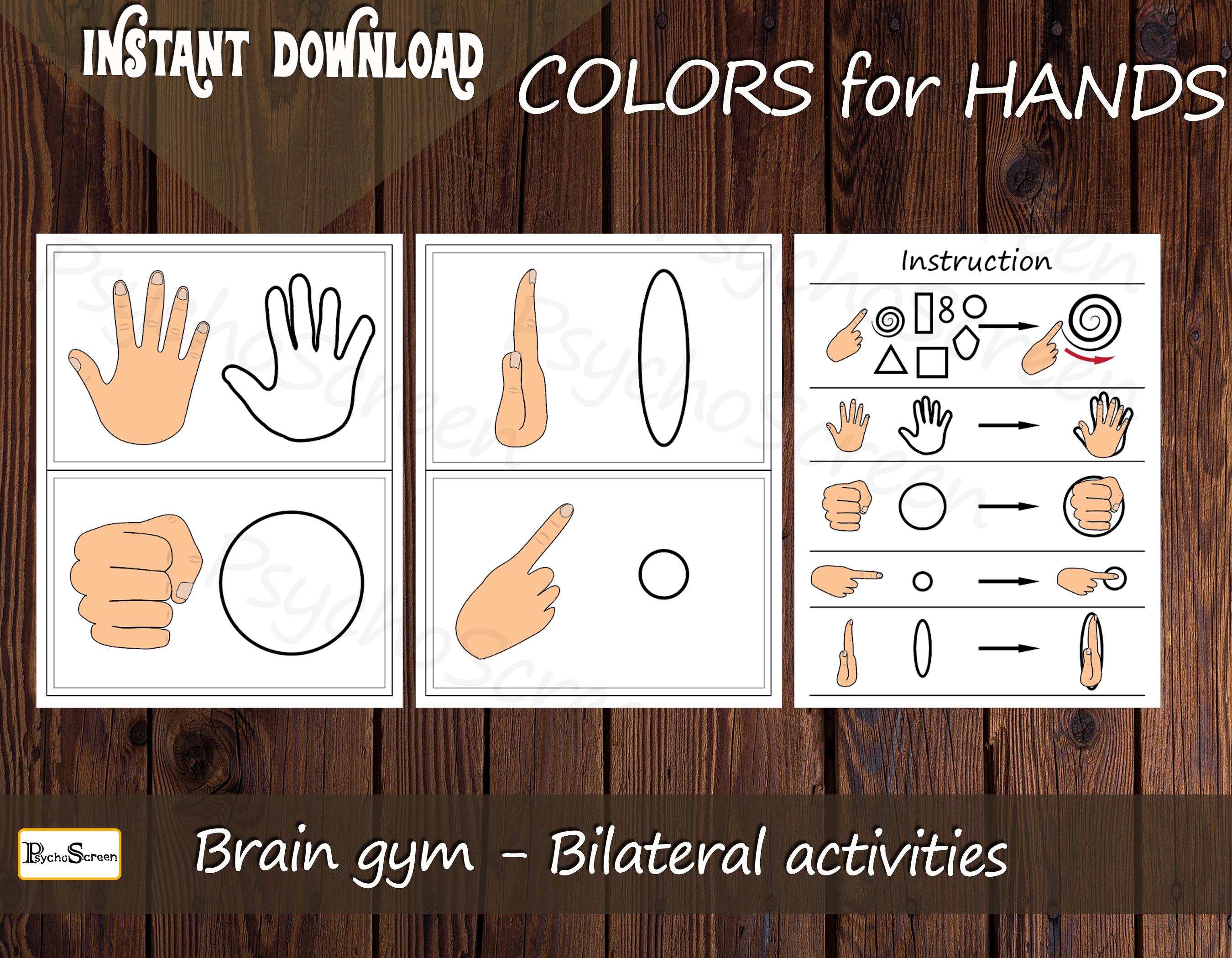 Brain and Finger Gym Printable for Kids: Colored Dual Hand Coordination ...