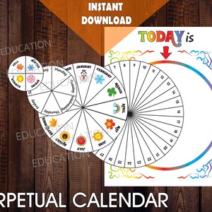 Perpetual Kids Calendar Days, Months, Week and Seasons on 4 Wheels for ...
