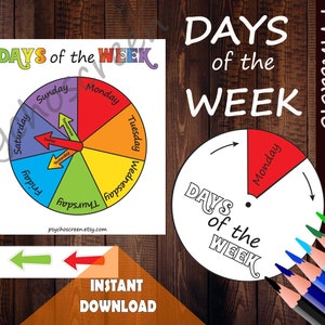 Days of the Week Wheel: Montessori Learning Printable (PDF)