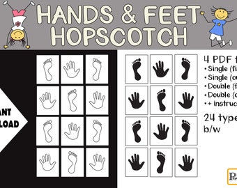Hopscotch pages HANDS & FEET, The best game for the kids and adults • top selling items • Puzzles • Party accessories
