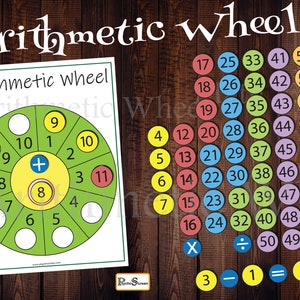 Math Wheel for Addition, Subtraction, Multiplication, Division • Math game for Busy binder • Math teacher gift • Montessori materials