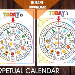 Perpetual Kids Calendar Days, Months, Week and Seasons on 4 Wheels for ...