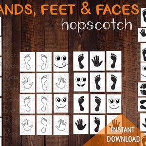 Sensory Path Hopscotch: Hands, Feet, Faces - Preschool Activity (Digital Download)
