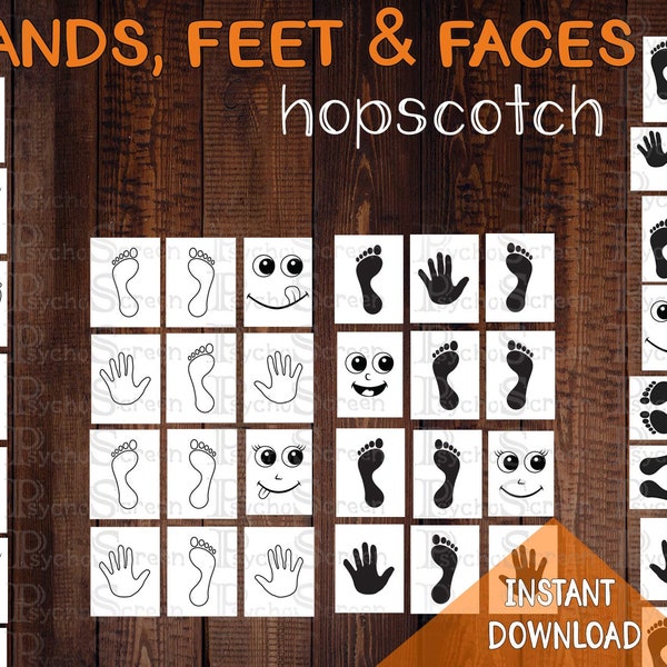 FACES, HANDS and FEET Sensory Path • Hopscotch • Hand and foot pic or preschooler • Floor path game for schools • Sensory board for floor