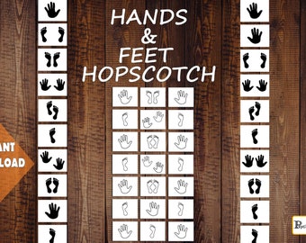 HANDS & FEET Sensory Path decals • Hopscotch for preschooler (horizontal) • Homeschooling • Floor path game for schools • sensory kit